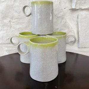 4 Anthropologie Mugs — Hand-shaped and Glazed